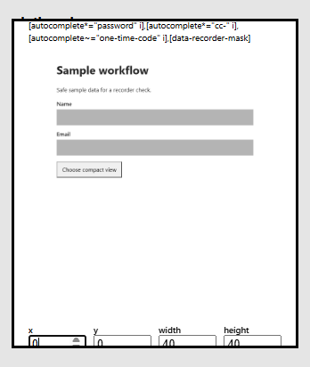 The Review masks before export dialog scrolled to the first step screenshot, with the sample Name and Email fields covered by grey masks